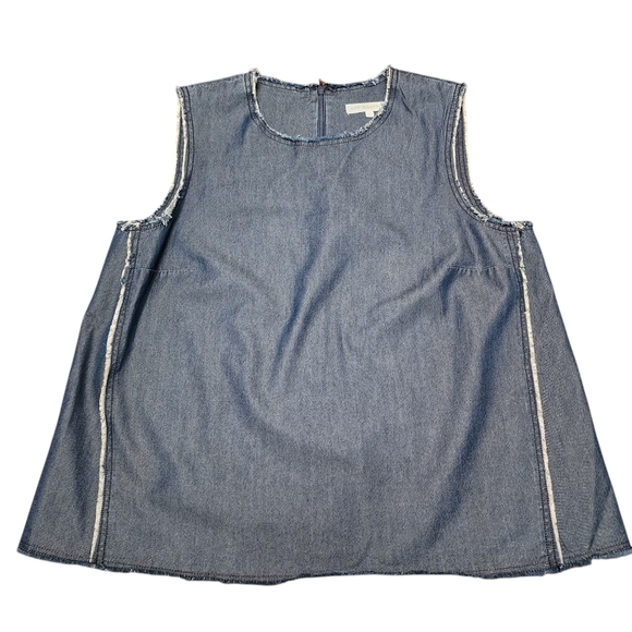 Ann Mashburn Denim Sleeveless Top Size L - Picture 6 of 11